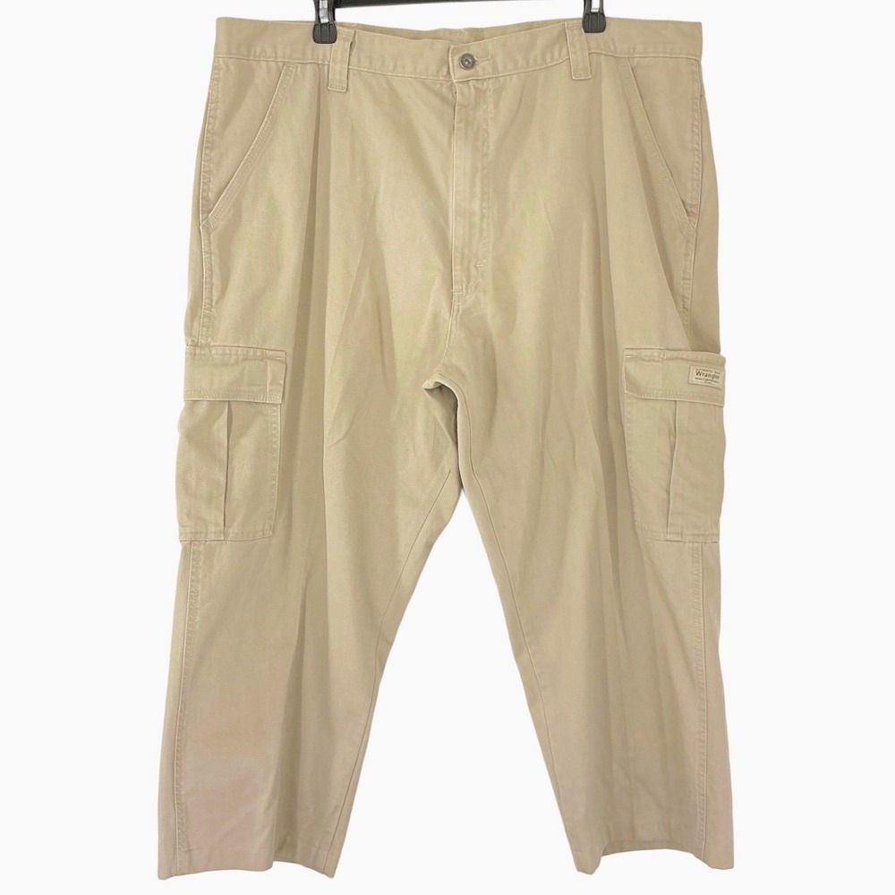 Wrangler Men's 40x30 Cargo Pants Khaki Tan Workwear 100%‎ Cotton Durable